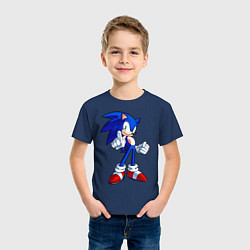 Футболка хлопковая детская SONIC, цвет: тёмно-синий — фото 2