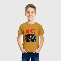 Футболка хлопковая детская ACDC, цвет: горчичный — фото 2