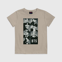 Футболка хлопковая детская BTS, цвет: миндальный