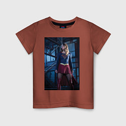 Футболка хлопковая детская Supergirl, цвет: кирпичный