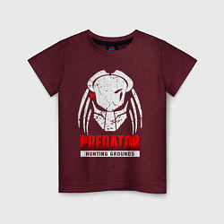 Футболка хлопковая детская PREDATOR: HUNTING GROUNDS, цвет: меланж-бордовый