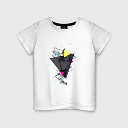 Футболка хлопковая детская Геометрия треугольники, цвет: белый
