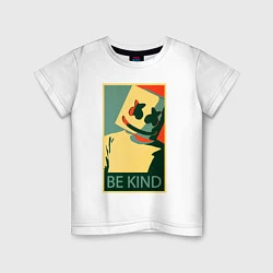 Футболка хлопковая детская Marshmello - Be Kind, цвет: белый