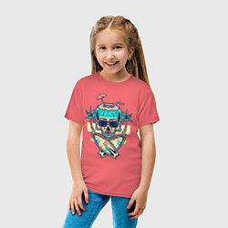 Футболка хлопковая детская Skull Summer, цвет: коралловый — фото 2