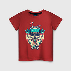 Футболка хлопковая детская Skull Summer, цвет: красный