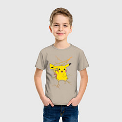 Футболка хлопковая детская Pikachu, цвет: миндальный — фото 2