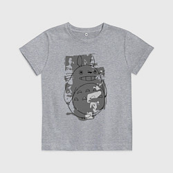 Футболка хлопковая детская Мой сосед Тоторо, цвет: меланж