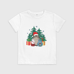 Футболка хлопковая детская New Year Totoro, цвет: белый