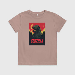 Футболка хлопковая детская Godzilla, цвет: пыльно-розовый