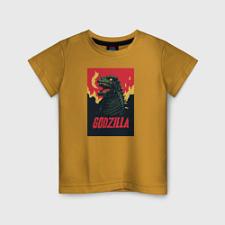 Футболка хлопковая детская Godzilla, цвет: горчичный