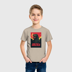 Футболка хлопковая детская Godzilla, цвет: миндальный — фото 2