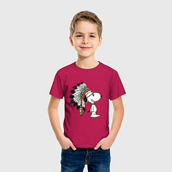Футболка хлопковая детская Snoopy, цвет: маджента — фото 2