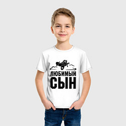 Футболка хлопковая детская Любимый сын-авиатор, цвет: белый — фото 2