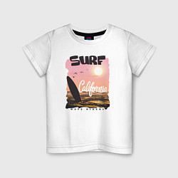 Футболка хлопковая детская Surf California, цвет: белый