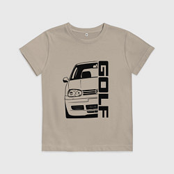 Футболка хлопковая детская Volkswagen Golf Z, цвет: миндальный