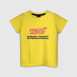 Футболка хлопковая детская SUBARU STI Z, цвет: желтый