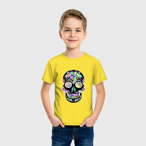 Детская футболка Flowers - Art skull / Желтый – фото 3
