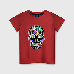 Футболка хлопковая детская Flowers - Art skull, цвет: красный