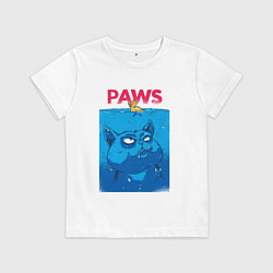 Футболка хлопковая детская Paws пародия на челюсти, цвет: белый