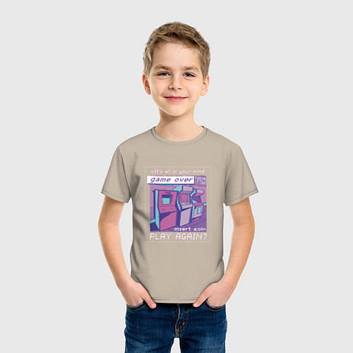 Детская футболка Vaporwave Аркадный автомат / Миндальный – фото 3