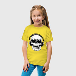 Футболка хлопковая детская Skull Music lover, цвет: желтый — фото 2