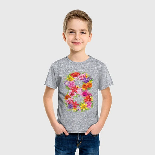 Детская футболка 8 марта из цветов / Меланж – фото 3