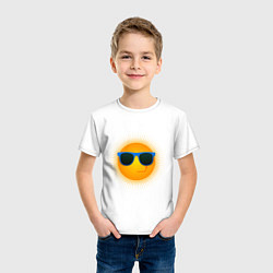 Футболка хлопковая детская Солнышко в очках, цвет: белый — фото 2