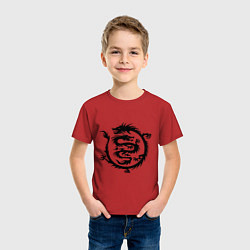 Футболка хлопковая детская Двойной дракон, цвет: красный — фото 2