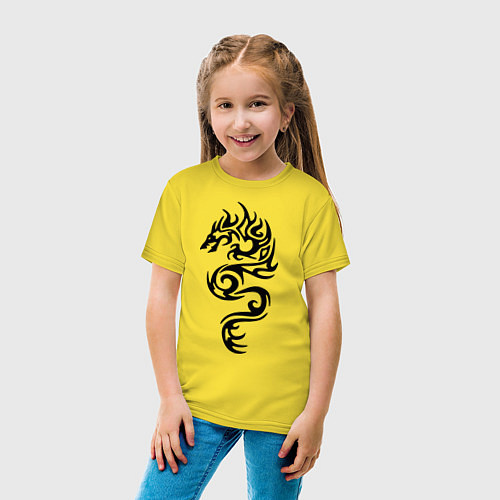 Детская футболка Татуировка - дракон / Желтый – фото 4