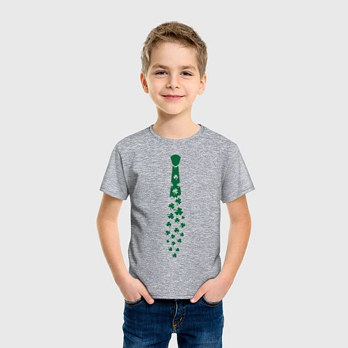 Детская футболка Галстук с трилистниками / Меланж – фото 3