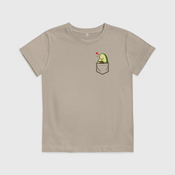 Футболка хлопковая детская Авокадо в кармане, цвет: миндальный