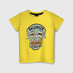 Футболка хлопковая детская Halloween Skull Retro, цвет: желтый