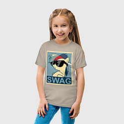 Футболка хлопковая детская Rainbow Dash swag, цвет: миндальный — фото 2