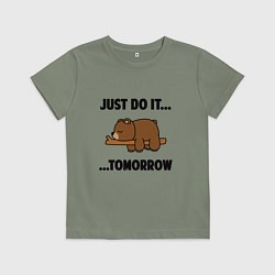 Футболка хлопковая детская Мишка, цвет: авокадо