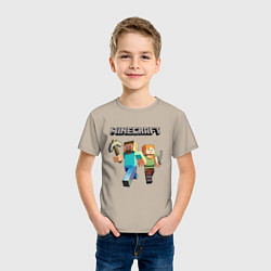 Футболка хлопковая детская Персонажи игры Minecraft, цвет: миндальный — фото 2