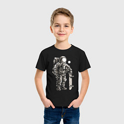 Футболка хлопковая детская Space skateboarding, цвет: черный — фото 2