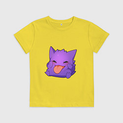 Футболка хлопковая детская Монстрик показывает язык, цвет: желтый