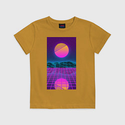 Футболка хлопковая детская Vaporwave EASTHETIC 99, цвет: горчичный