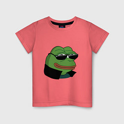 Футболка хлопковая детская Pepe в очках EZ, цвет: коралловый