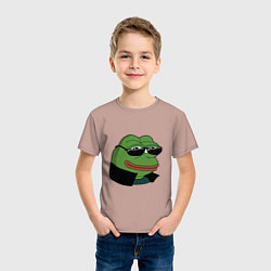 Футболка хлопковая детская Pepe в очках EZ, цвет: пыльно-розовый — фото 2