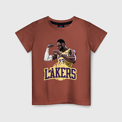 Футболка хлопковая детская LeBron - Lakers, цвет: кирпичный