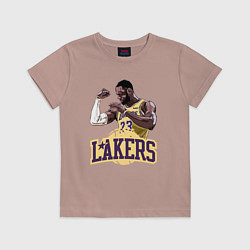 Футболка хлопковая детская LeBron - Lakers, цвет: пыльно-розовый