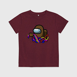 Футболка хлопковая детская Among us, цвет: меланж-бордовый