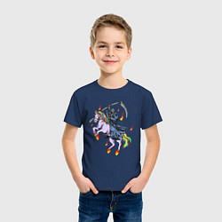 Футболка хлопковая детская Смерть на единороге, цвет: тёмно-синий — фото 2