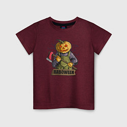 Футболка хлопковая детская Halloween, цвет: меланж-бордовый