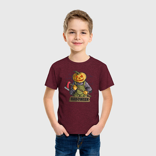 Детская футболка Halloween / Меланж-бордовый – фото 3