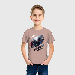 Футболка хлопковая детская Кен Канеки, цвет: пыльно-розовый — фото 2