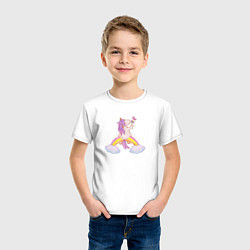 Футболка хлопковая детская Pony unicorn on a rainbow, цвет: белый — фото 2