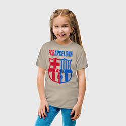 Футболка хлопковая детская Barcelona FC, цвет: миндальный — фото 2