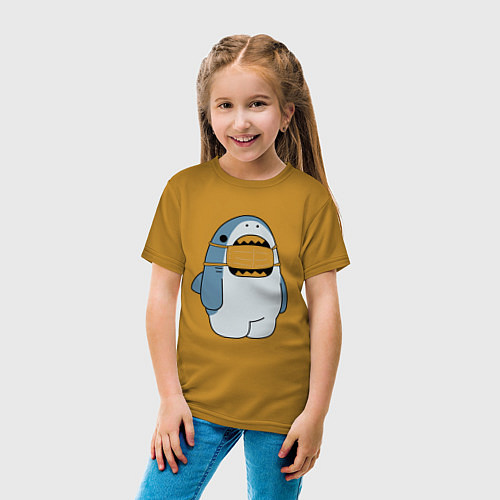 Детская футболка Акула в маске / Горчичный – фото 4